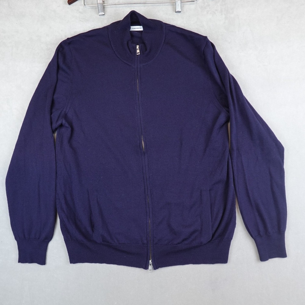 J Lindeberg Jacket Merino Wool Full Zip Sweater Navy XL Golf Pockets